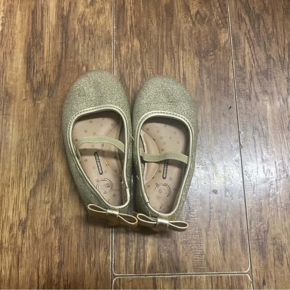 wonder nation Gold Glitter Mary Jane Flats with Bow
